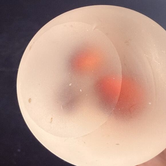 Vtg Glass Egg Paperweight Murano style Red Flame Gold Flecks Frosted Peek Art - Picture 4 of 6